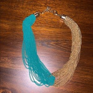Teal and Gold Chain Linked Necklace